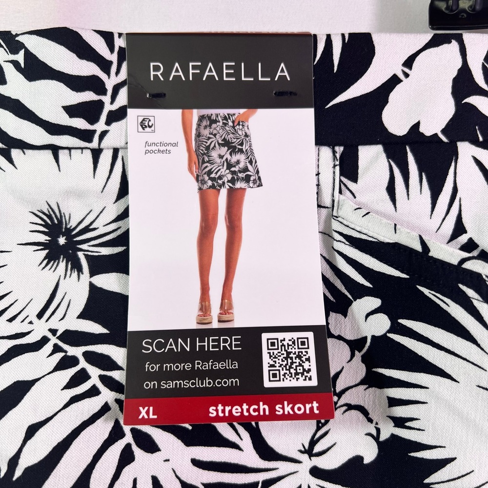 Rafaella Womens XL Stretch Skort Black White Tropical Floral - Picture 4 of 8